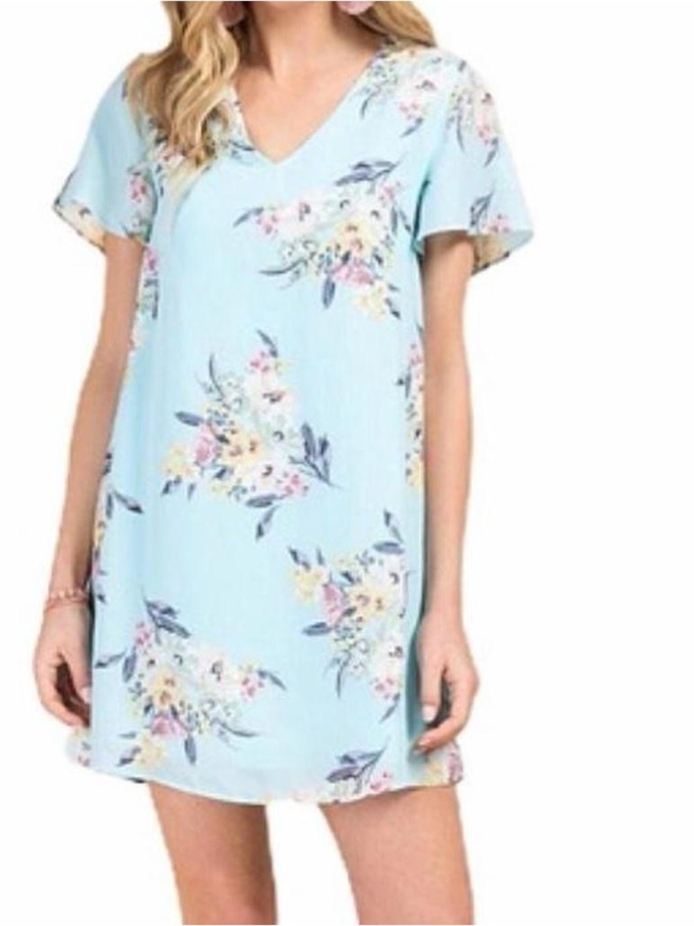 miami Light Blue Floral Shift Dress
